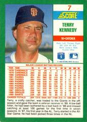 Back Of Card | Terry Kennedy Baseball Cards 1990 Score