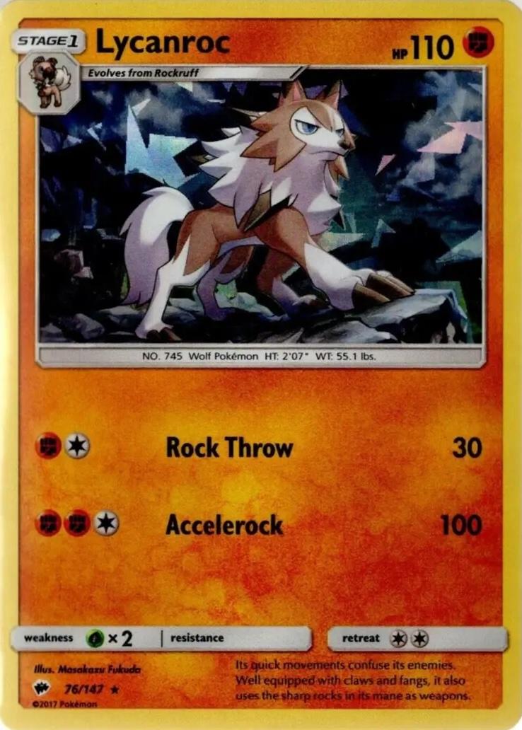 Lycanroc [Cracked Ice] #76 Pokemon Burning Shadows