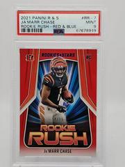 Ja'Marr Chase [Red and Blue] #RR7 Football Cards 2021 Panini Rookies and Stars Rush Prices