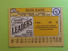 Reverse | Don Aase Baseball Cards 1987 Topps Mini League Leaders