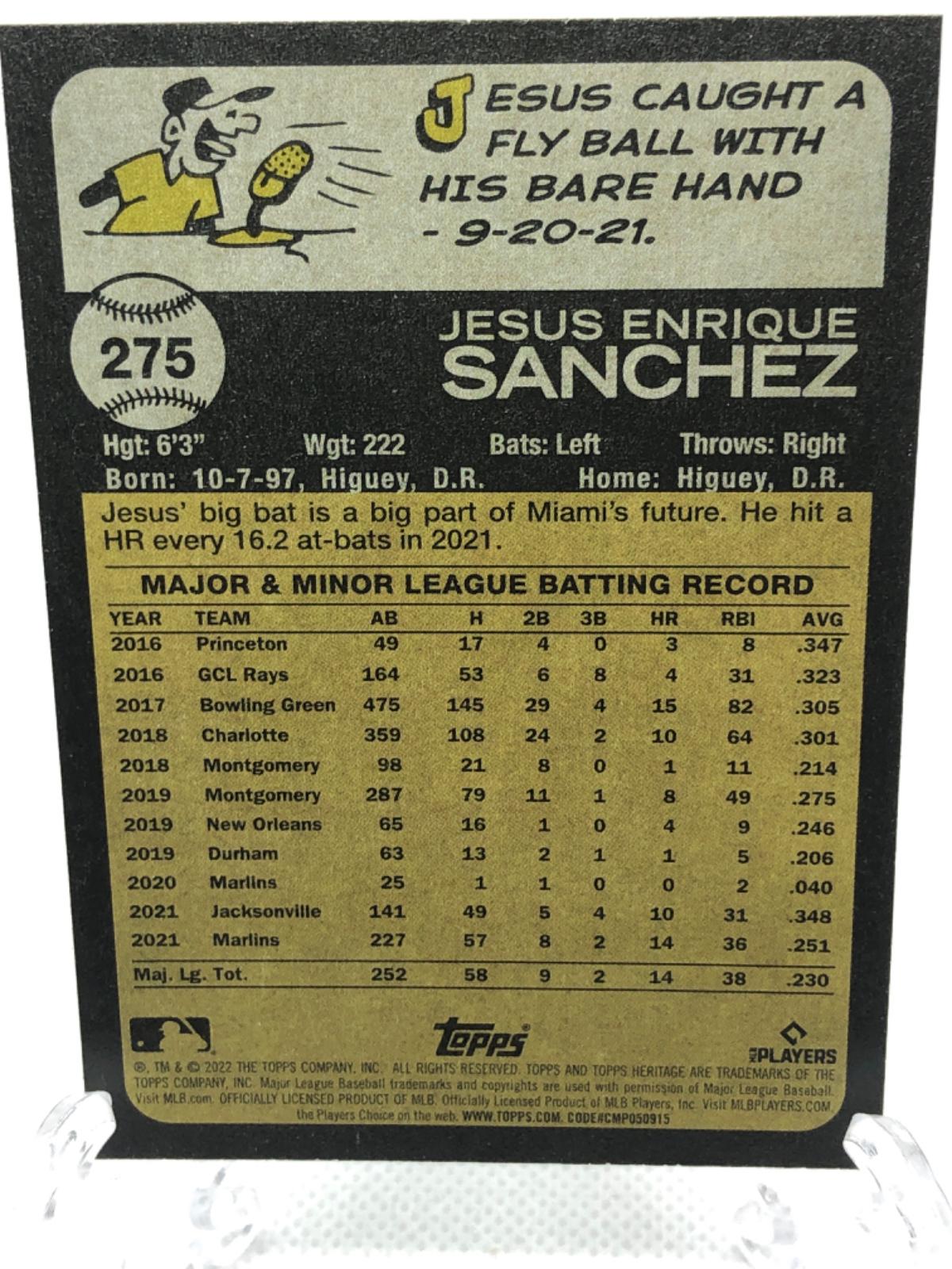 Jesus Sanchez 275 Prices 2022 Topps Heritage Baseball Cards