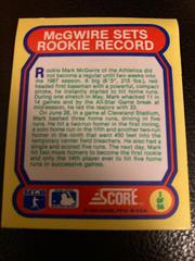 McGwire Sets Rookie Record #1 Baseball Cards 1988 Score Magic Motion Great Moments in Baseball Prices