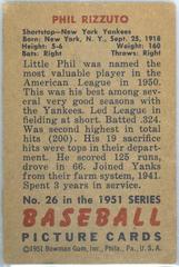 Back | Phil Rizzuto Baseball Cards 1951 Bowman
