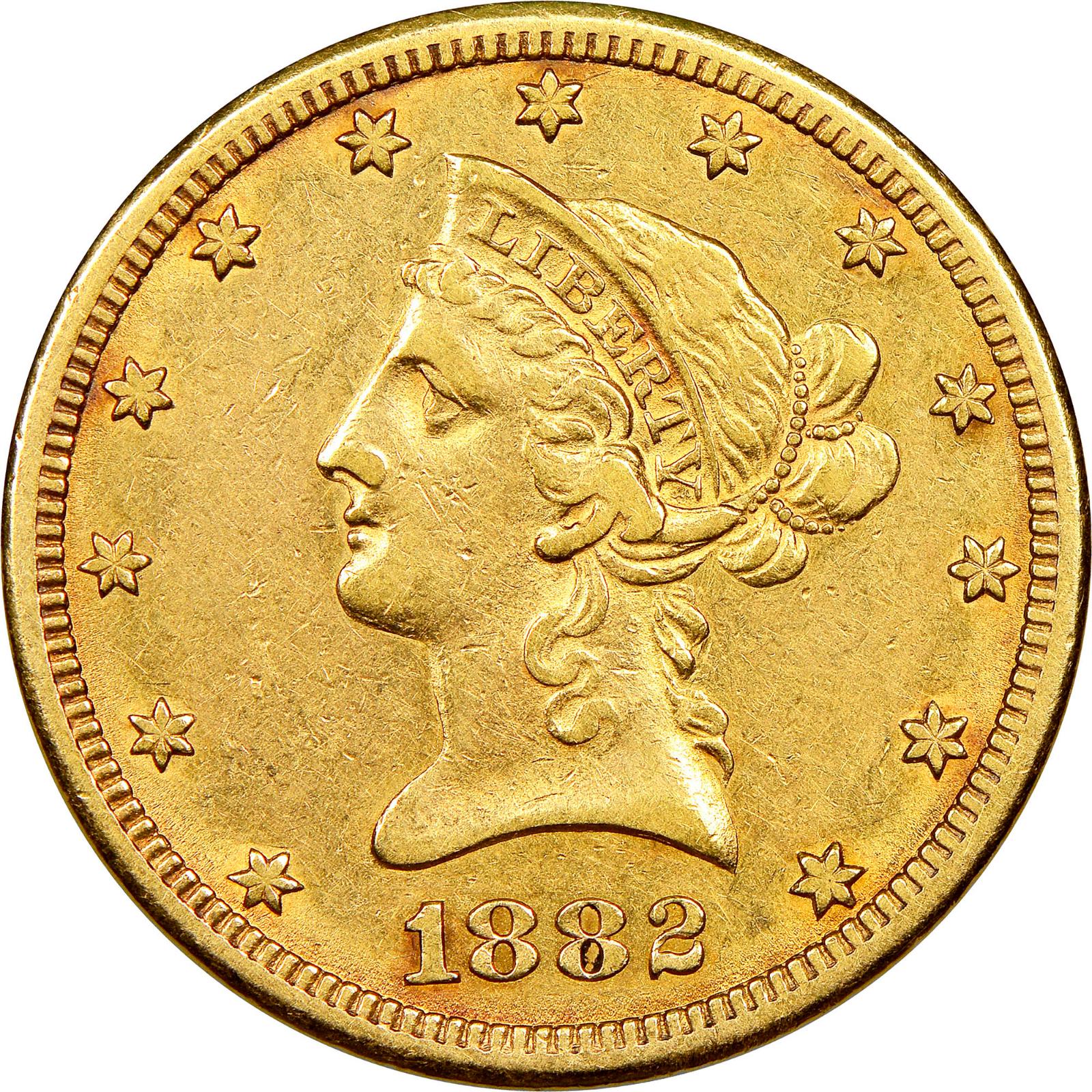 1882 CC Coins Liberty Head Gold Eagle