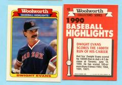 Dwight Evans Baseball Cards 1990 Woolworth Prices