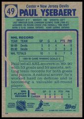 Back | Paul Ysebaert [C* Print Code] Hockey Cards 1990 Topps