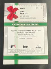 Back | Jeff McNeil [Silver Metallic] Baseball Cards 2022 Topps Holiday Holiday Relics