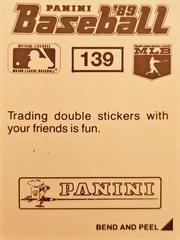 Back | Kevin McReynolds Baseball Cards 1989 Panini Stickers