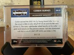 Back | Corbin Burnes [Autograph] Baseball Cards 2022 Topps Generation Now