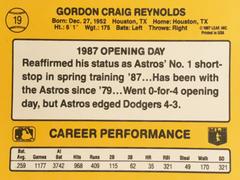 Rear | Craig Reynolds Baseball Cards 1987 Donruss Opening Day