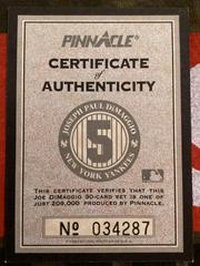 Certificate of Authenticity Baseball Cards 1993 Pinnacle Joe DiMaggio Prices