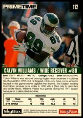 Back Of Card | Calvin Williams Football Cards 1992 Skybox Primetime