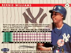 Rear | Bernie Williams Baseball Cards 1998 Fleer Tradition