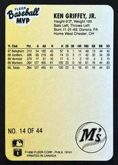 Card Back | Ken Griffey, Jr Baseball Cards 1990 Fleer MVP