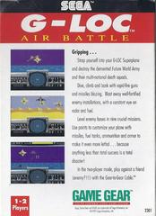 G-LOC Air Battle - Back | G-LOC Air Battle Sega Game Gear