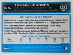 Rear | Tommy Johnson Baseball Cards 2009 Bowman Aflac