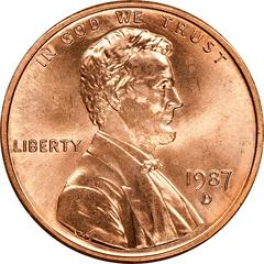 1987 D Coins Lincoln Memorial Penny Prices