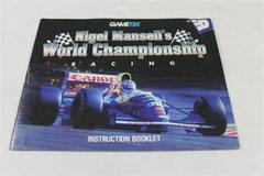 Nigel Mansell'S World Championship Racing - Manual | Nigel Mansell's World Championship Racing NES