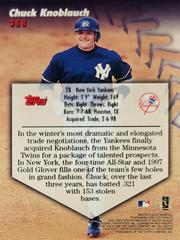 Rear | Chuck Knoblauch Baseball Cards 1998 Stadium Club