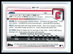 Back | Nolan Jones [Blue Refractor Mega Box Mojo] Baseball Cards 2020 Bowman Chrome Prospects