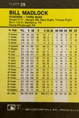 Rear | Bill Madlock Baseball Cards 1986 Fleer Mini
