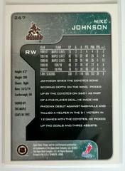 Backside | Mike johnson Hockey Cards 2001 Upper Deck Victory