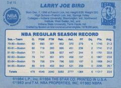 Back Side | Larry Bird Basketball Cards 1986 Star Best Of The Best