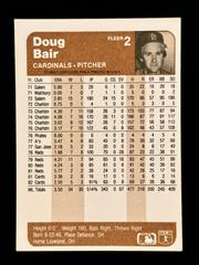 1983 Fleer Doug Bair #2 Back | Doug Bair Baseball Cards 1983 Fleer