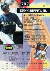 Card Back | Ken Griffey Jr. Baseball Cards 1993 Stadium Club