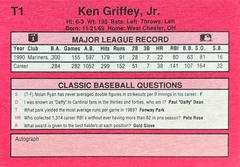 Card Back | Ken Griffey Jr. [Series II] Baseball Cards 1991 Classic
