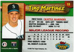 Back | Tino Martinez Baseball Cards 1993 Stadium Club Mariners
