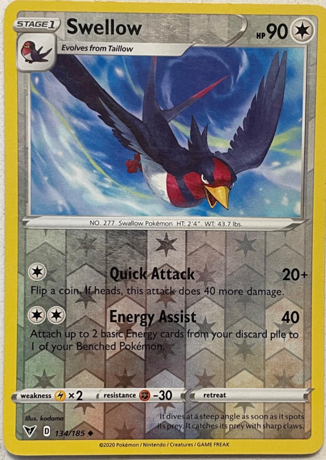 Swellow [Reverse Holo] #134 Pokemon Vivid Voltage