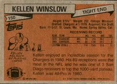 Back Of Card | Kellen Winslow Football Cards 1981 Topps
