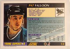 Back Of Card | Pat Falloon Hockey Cards 1992 Score Young Superstars