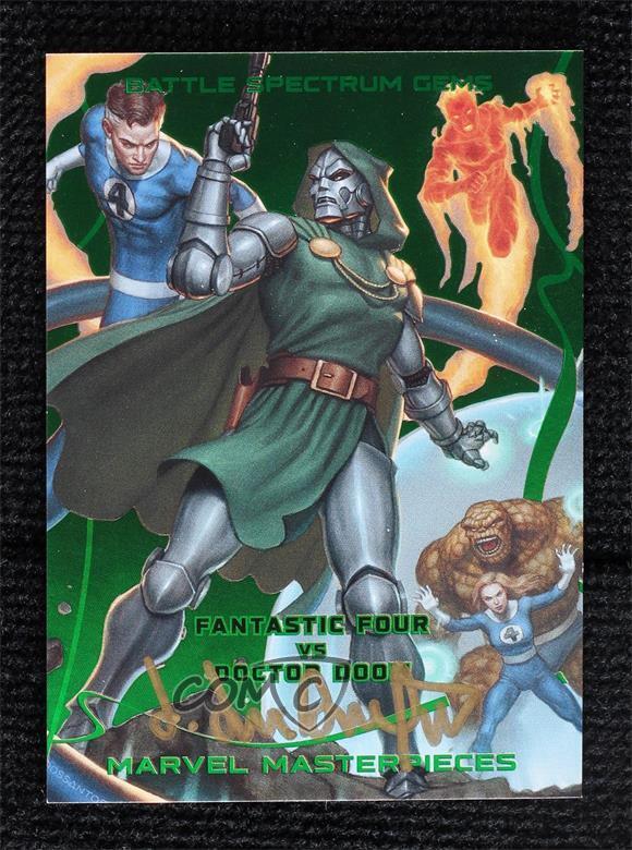 Fantastic Four vs. Doctor Doom [Green Auto] #BS-2 Marvel 2023 Masterpieces Battle Spectrum