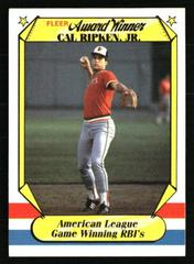 Cal Ripken Jr. #33 Baseball Cards 1987 Fleer Award Winners Prices