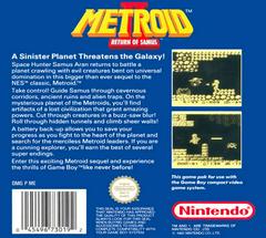 Metroid 2 (Back Of Box) | Metroid 2 Return of Samus GameBoy
