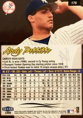 Rear | Andy Pettitte Baseball Cards 1998 Ultra