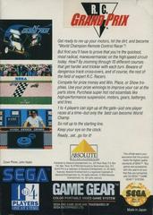 RC Grand Prix - Back | RC Grand Prix Sega Game Gear