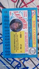 Back  | Jose Canseco Baseball Cards 1988 Topps Mini League Leaders