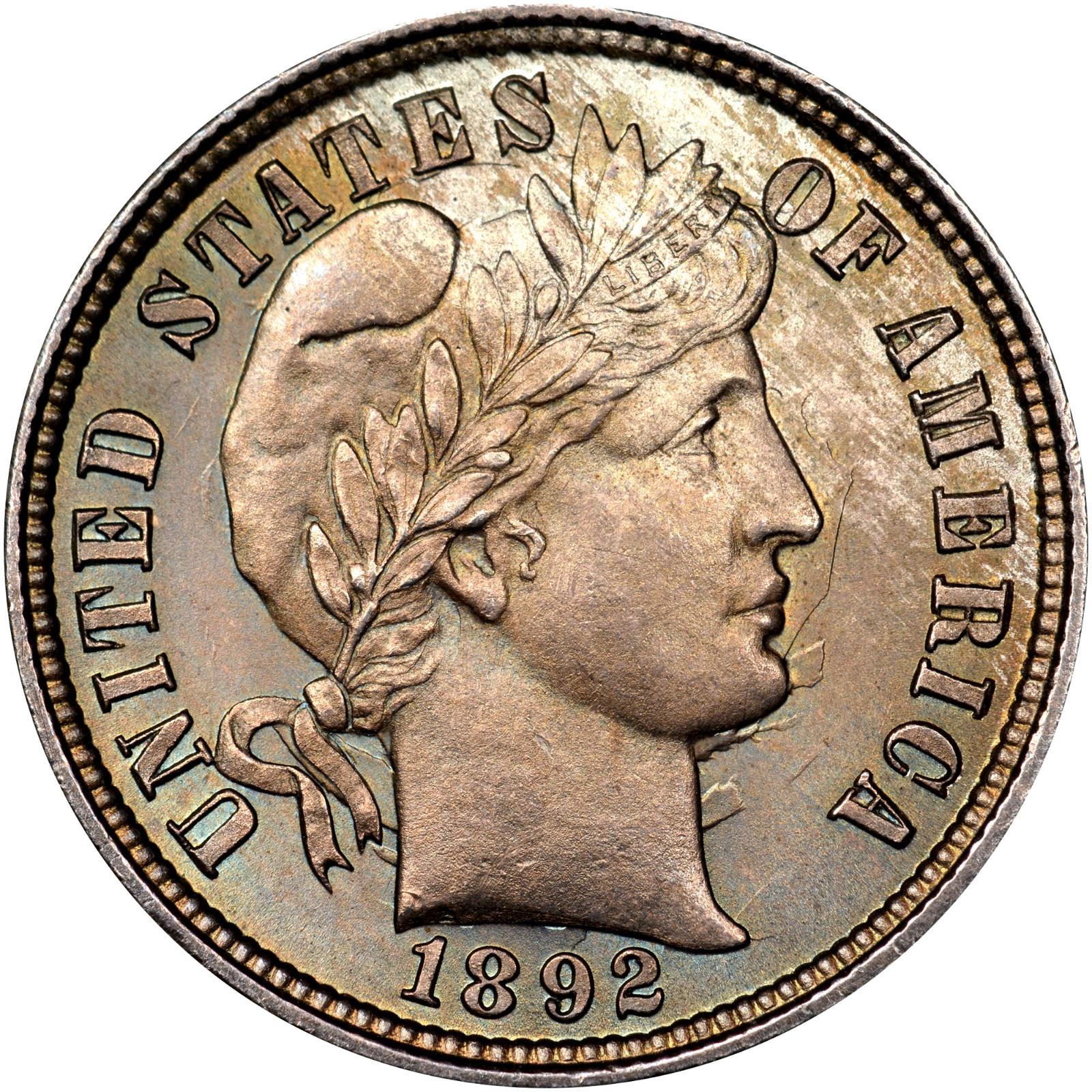 1892 [PROOF] Coins Barber Dime