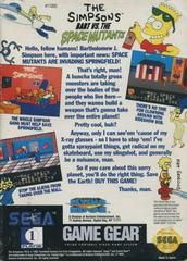Back Cover | The Simpsons Bart vs the Space Mutants Sega Game Gear