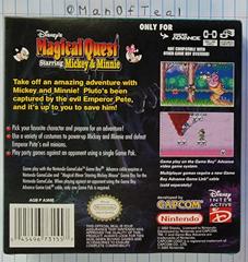 Box Back | Magical Quest Starring Mickey and Minnie GameBoy Advance