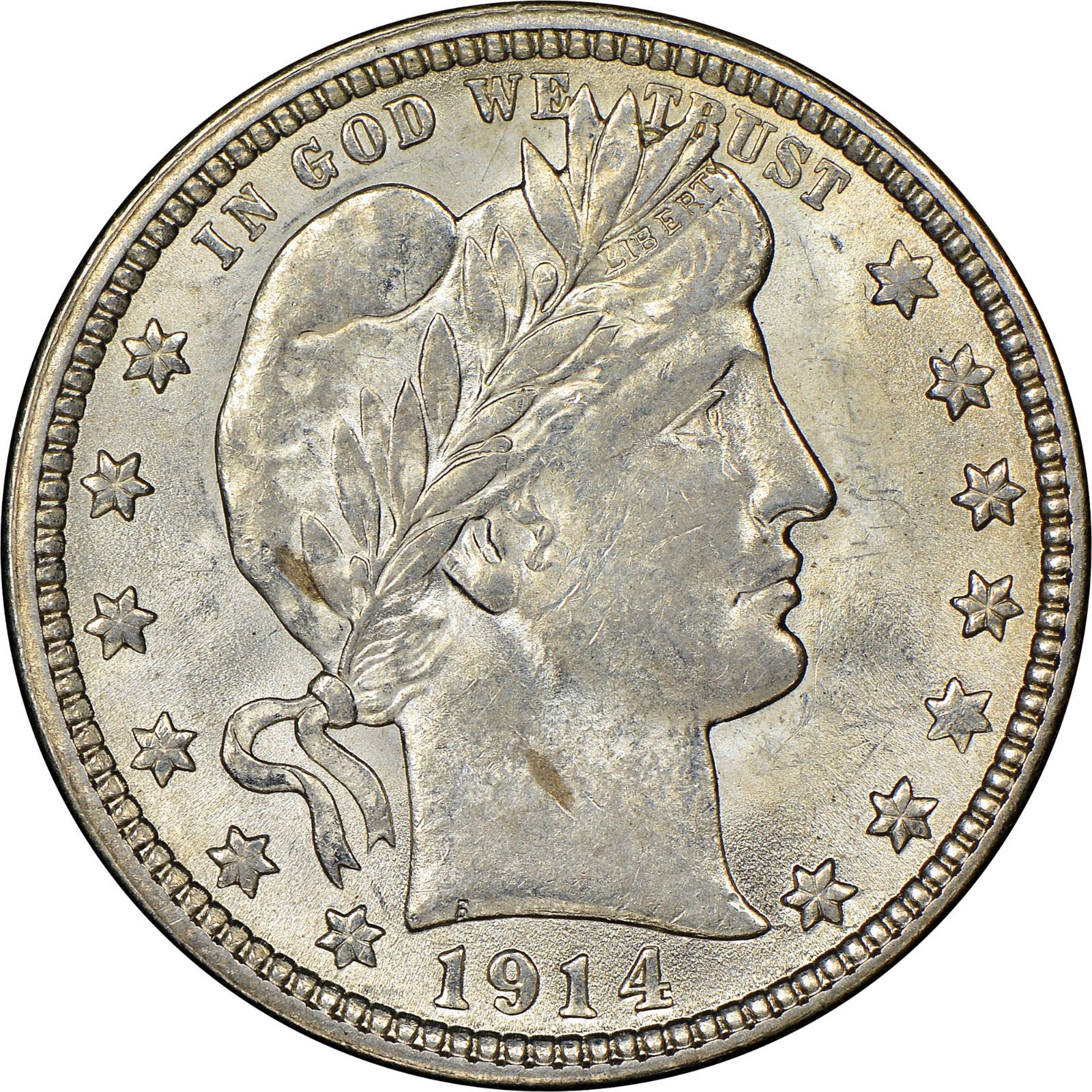 1914 Coins Barber Quarter