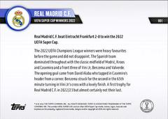 Back | Real Madrid CF Soccer Cards 2022 Topps Now UEFA Champions League