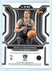 Back | Marcus Zegarowski Basketball Cards 2021 Panini Prizm Rookie Penmanship