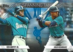 Julio Rodriguez, Ken Griffey Jr. [Blue] #TS-2 Baseball Cards 2023 Topps Update Time Spanning Tandems Prices