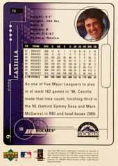 Rear | Vinny Castilla Baseball Cards 1999 Upper Deck MVP