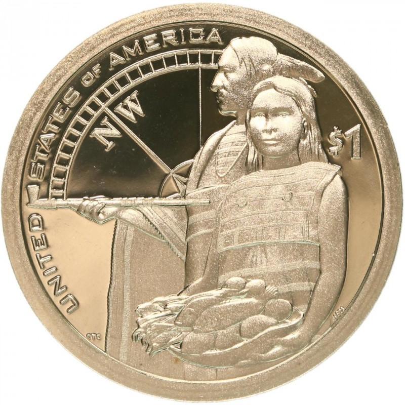 thumbnail image 2 of 2014 Native American Sacagawea $1 Coin Set: Proof & Business Strike Pair From Mint Rolls 2 of 6