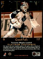 Back Of Card  | Grant Fuhr Hockey Cards 1991 Pro Set Platinum